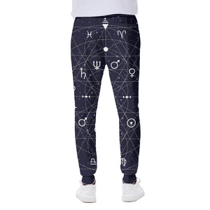 Geometric Zodiac Signs Print Scuba Joggers