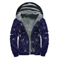 Geometric Zodiac Signs Print Sherpa Lined Zip Up Hoodie