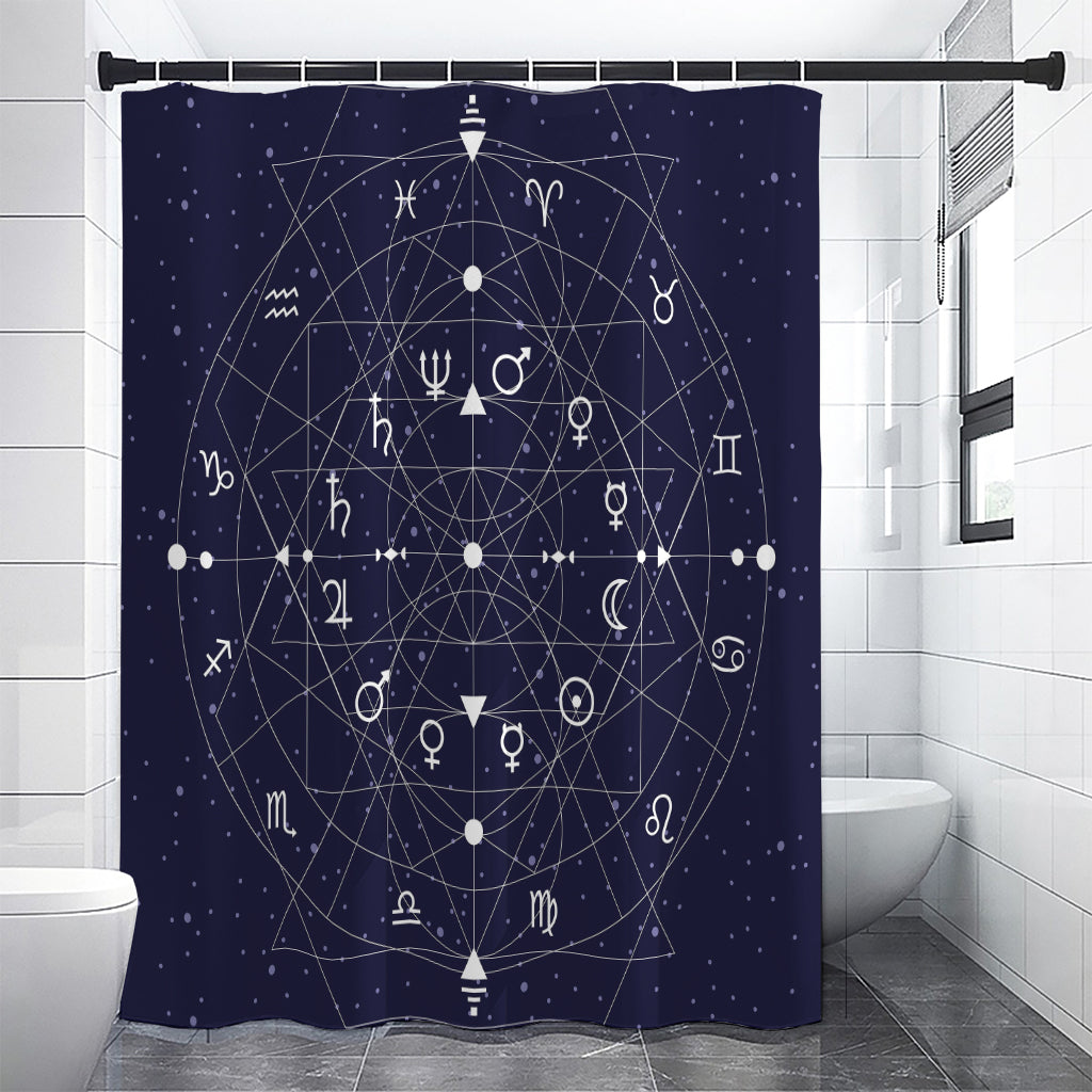 Geometric Zodiac Signs Print Shower Curtain