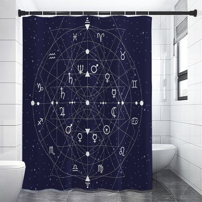 Geometric Zodiac Signs Print Shower Curtain
