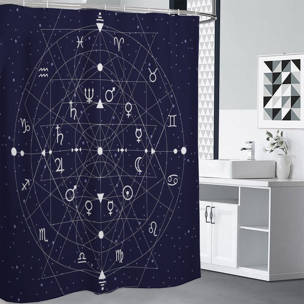 Geometric Zodiac Signs Print Shower Curtain