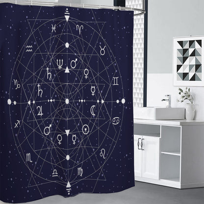 Geometric Zodiac Signs Print Shower Curtain