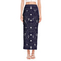 Geometric Zodiac Signs Print Side Slit Maxi Skirt