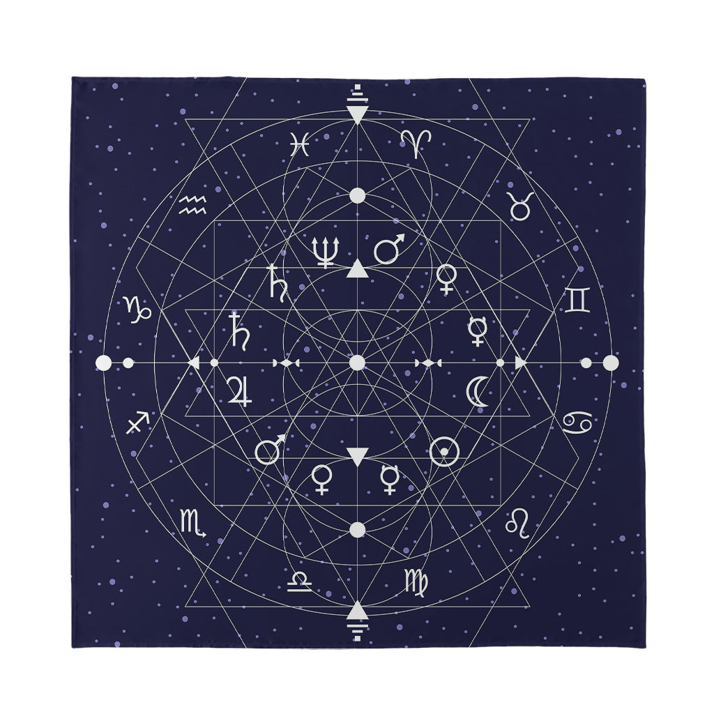 Geometric Zodiac Signs Print Silk Bandana