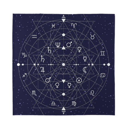 Geometric Zodiac Signs Print Silk Bandana