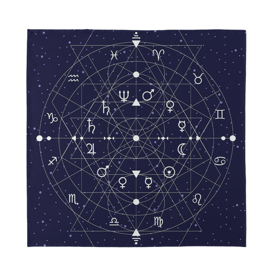 Geometric Zodiac Signs Print Silk Bandana