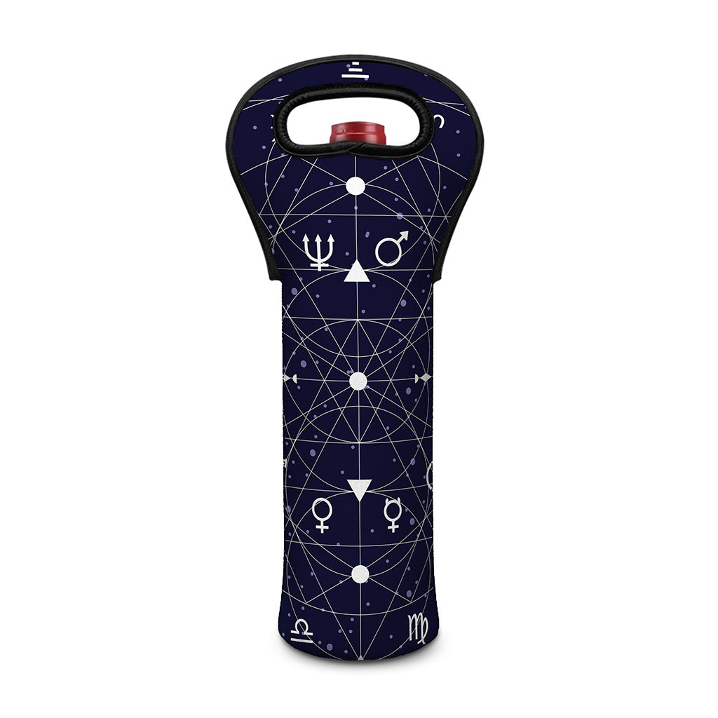 Geometric Zodiac Signs Print Single Neoprene Wine Tote