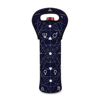 Geometric Zodiac Signs Print Single Neoprene Wine Tote