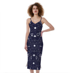 Geometric Zodiac Signs Print Slim Fit Midi Cami Dress