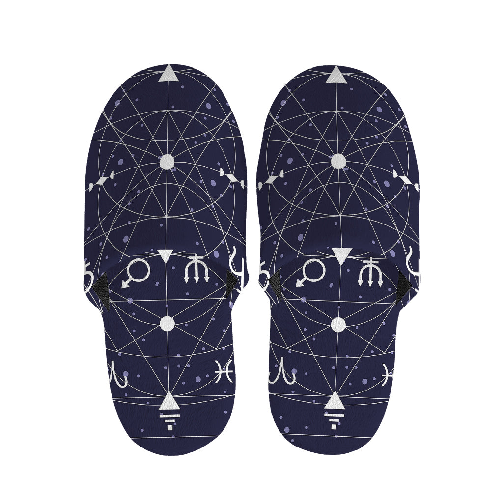 Geometric Zodiac Signs Print Slippers