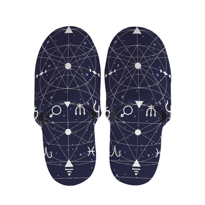 Geometric Zodiac Signs Print Slippers