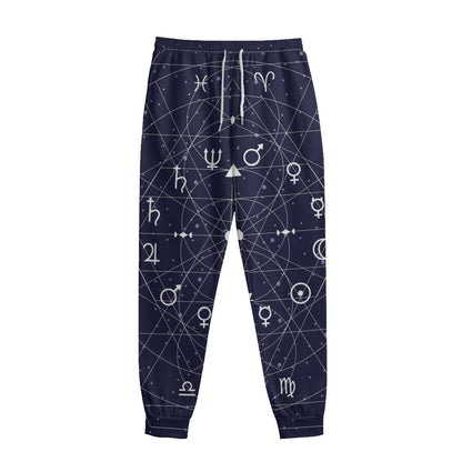 Geometric Zodiac Signs Print Sweatpants