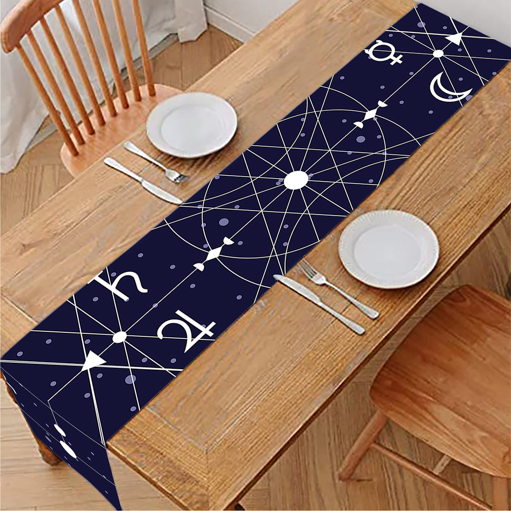 Geometric Zodiac Signs Print Table Runner