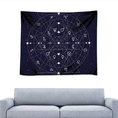 Geometric Zodiac Signs Print Tapestry