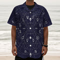 Geometric Zodiac Signs Print Textured Short Sleeve Shirt