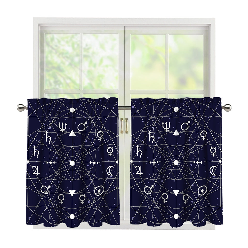 Geometric Zodiac Signs Print Tier Curtains