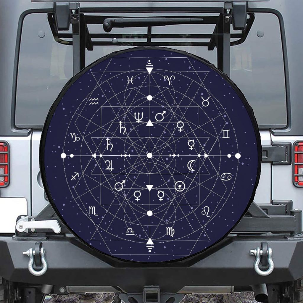 Geometric Zodiac Signs Print Tire Cover