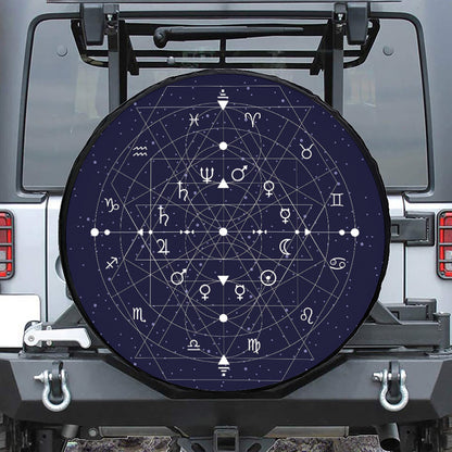 Geometric Zodiac Signs Print Tire Cover