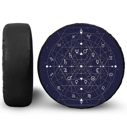 Geometric Zodiac Signs Print Tire Cover