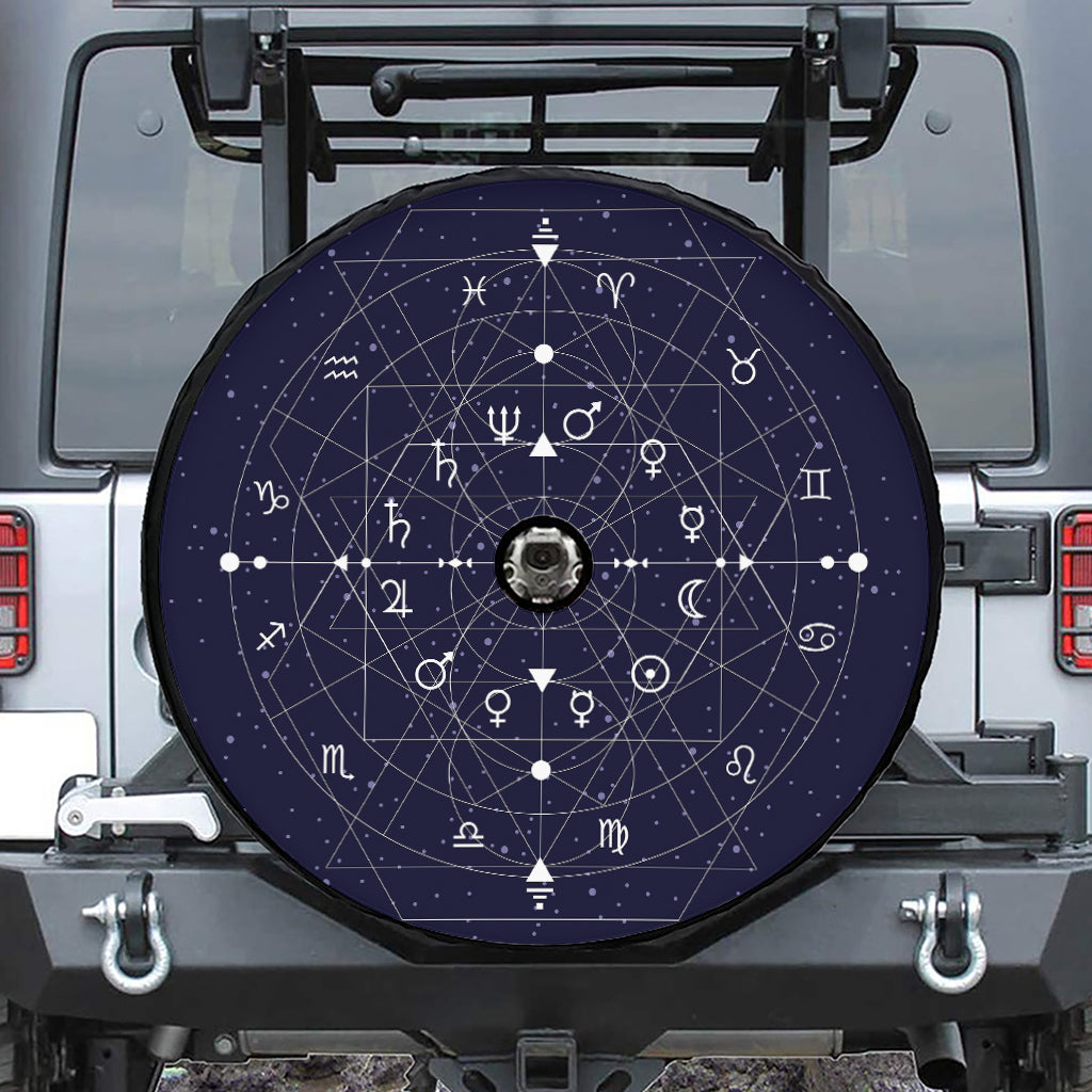 Geometric Zodiac Signs Print Tire Cover With Camera Hole