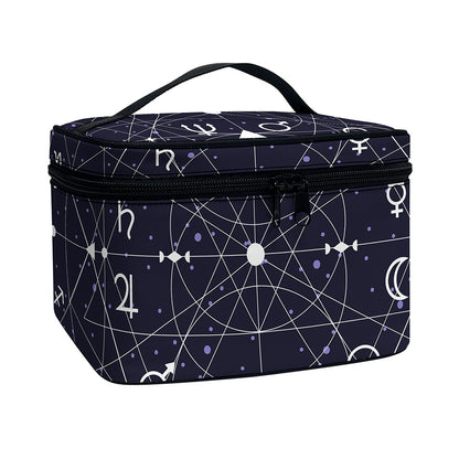 Geometric Zodiac Signs Print Travel Makeup Bag
