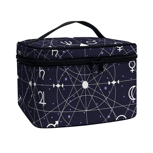 Geometric Zodiac Signs Print Travel Makeup Bag