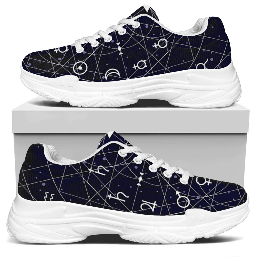 Geometric Zodiac Signs Print White Chunky Shoes