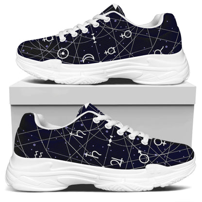 Geometric Zodiac Signs Print White Chunky Shoes