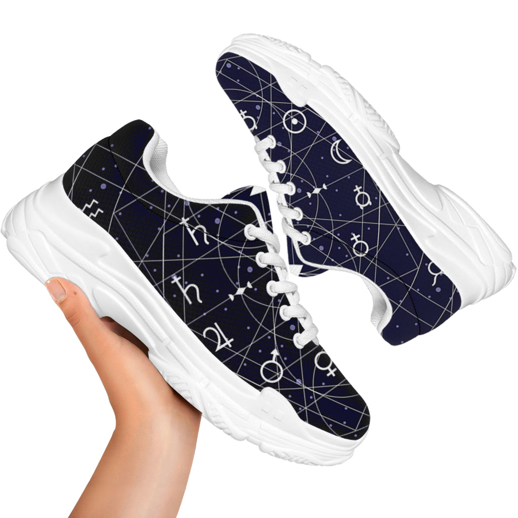 Geometric Zodiac Signs Print White Chunky Shoes
