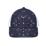 Geometric Zodiac Signs Print White Mesh Trucker Cap