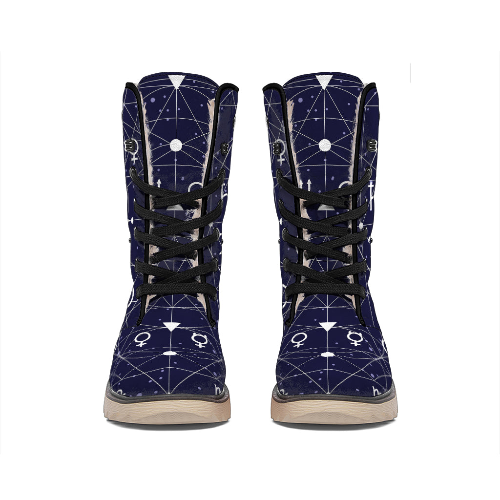 Geometric Zodiac Signs Print Winter Boots