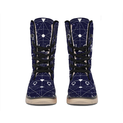 Geometric Zodiac Signs Print Winter Boots