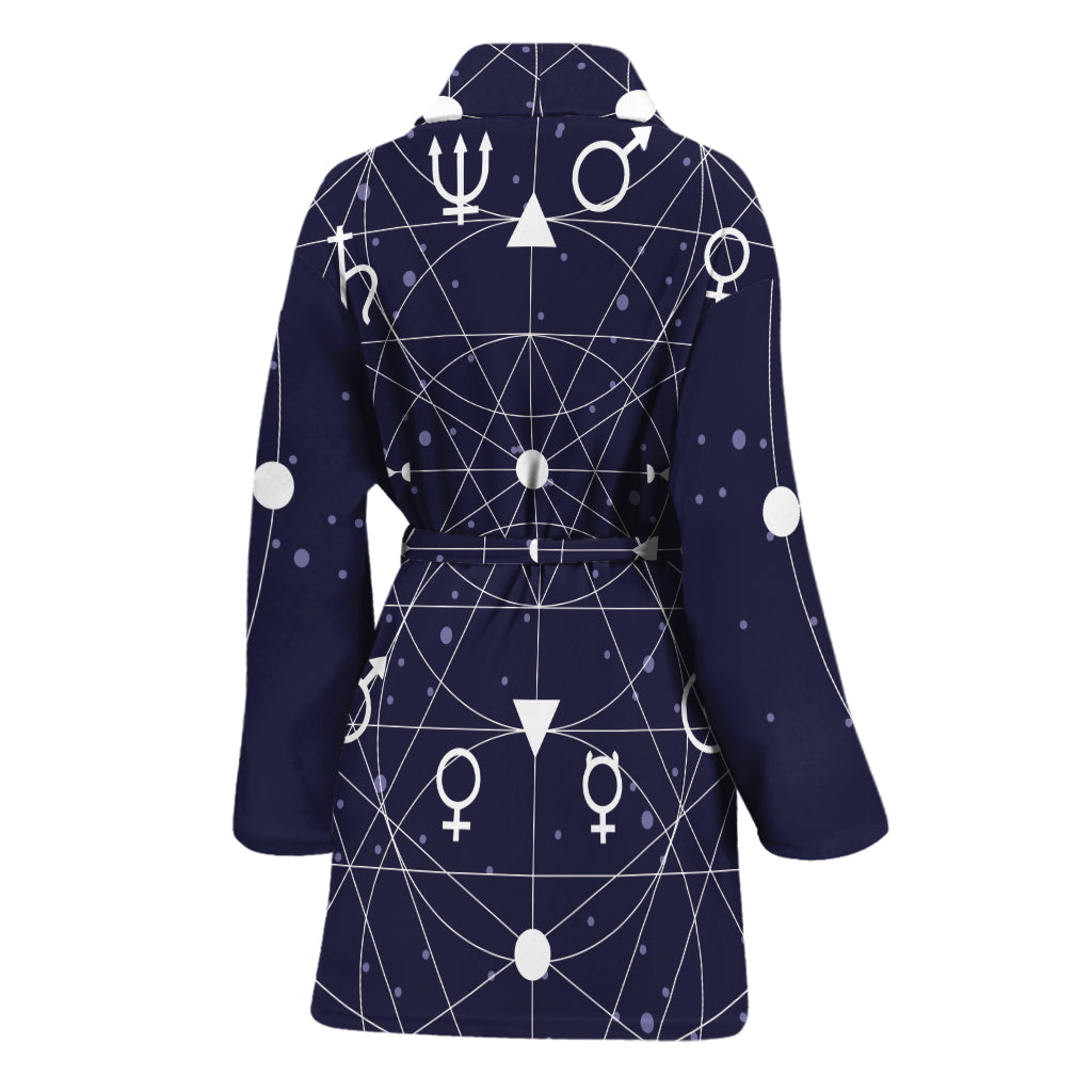 Geometric Zodiac Signs Print Women's Bathrobe