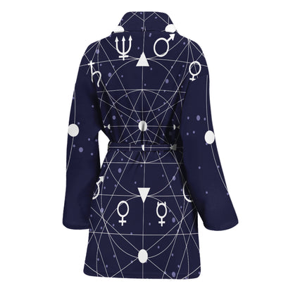 Geometric Zodiac Signs Print Women's Bathrobe