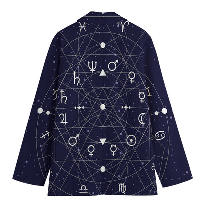 Geometric Zodiac Signs Print Women's Blazer