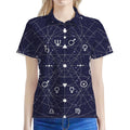 Geometric Zodiac Signs Print Women's Polo Shirt