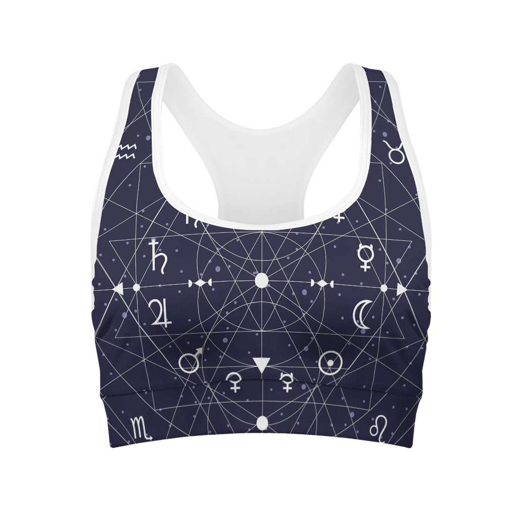Geometric Zodiac Signs Print Women's Sports Bra
