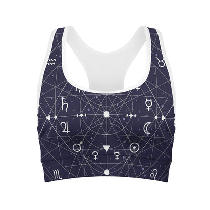 Geometric Zodiac Signs Print Women's Sports Bra