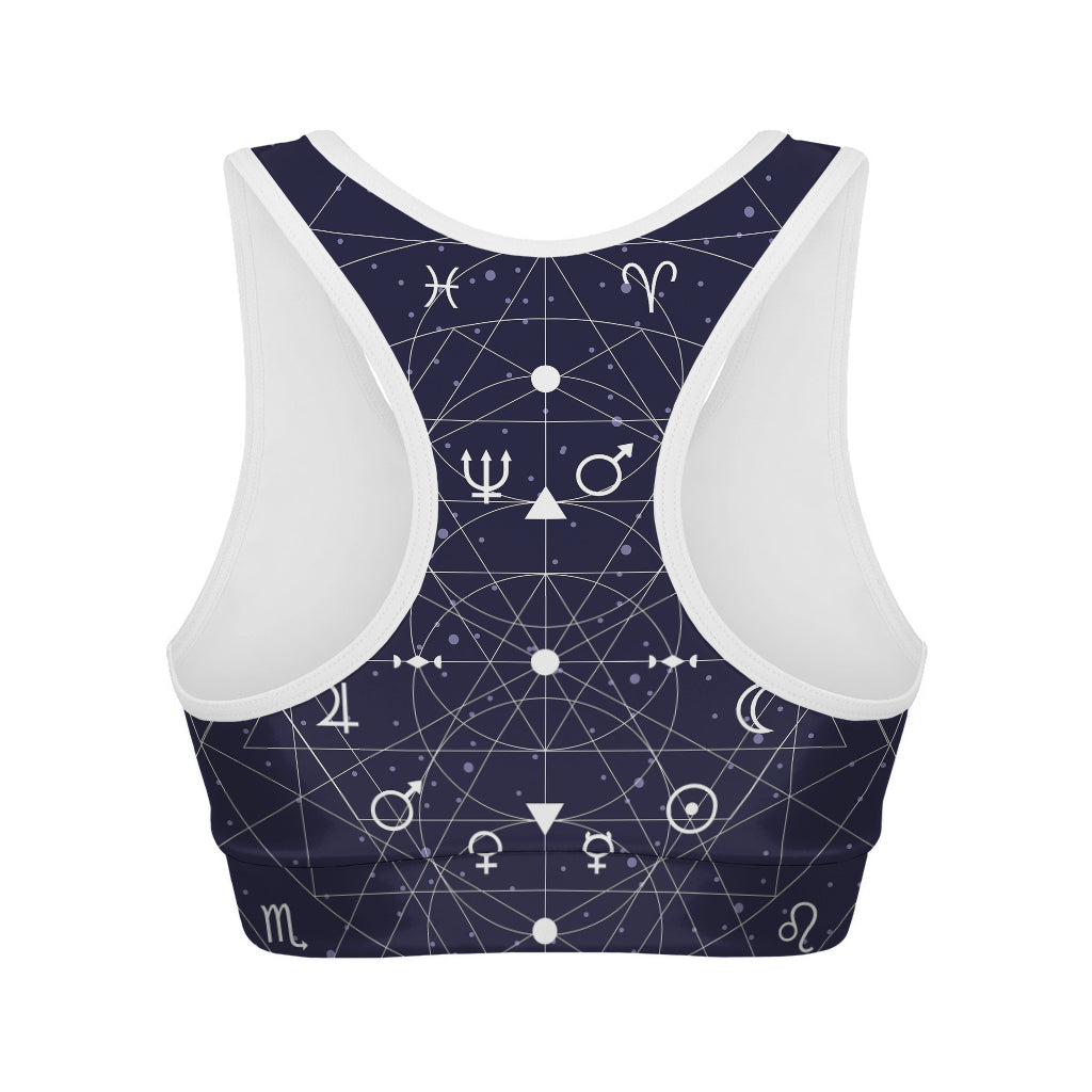 Geometric Zodiac Signs Print Women's Sports Bra