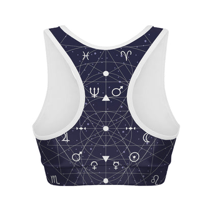 Geometric Zodiac Signs Print Women's Sports Bra