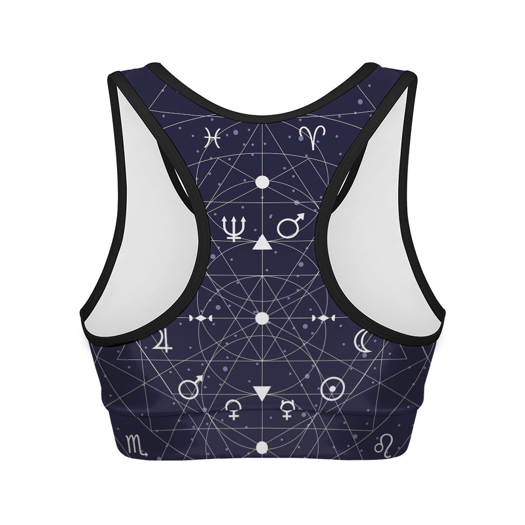 Geometric Zodiac Signs Print Women's Sports Bra