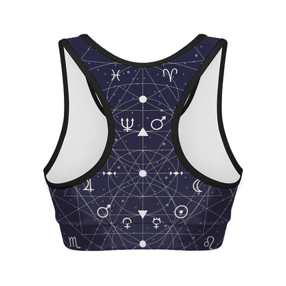 Geometric Zodiac Signs Print Women's Sports Bra
