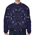 Geometric Zodiac Signs Print Zip Sleeve Bomber Jacket