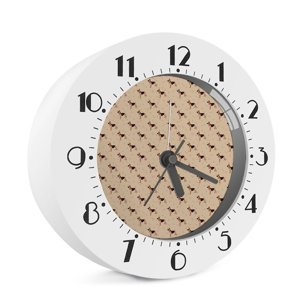 German Shepherd Dog Pattern Print Alarm Clock