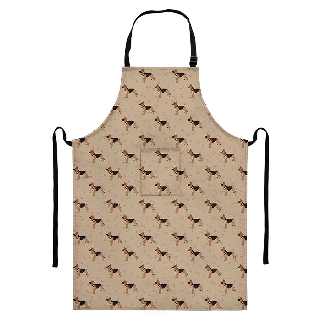German Shepherd Dog Pattern Print Bib Apron With Pocket