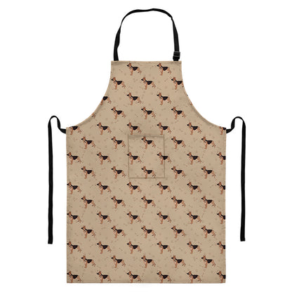 German Shepherd Dog Pattern Print Bib Apron With Pocket