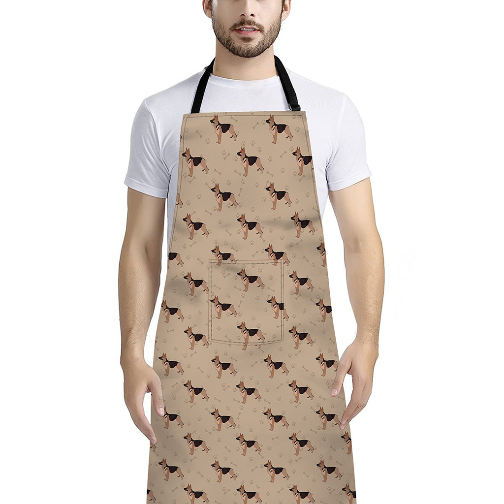 German Shepherd Dog Pattern Print Bib Apron With Pocket