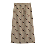 German Shepherd Dog Pattern Print Cotton Front Slit Maxi Skirt