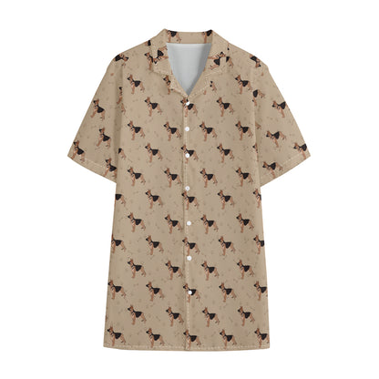 German Shepherd Dog Pattern Print Cotton Hawaiian Shirt