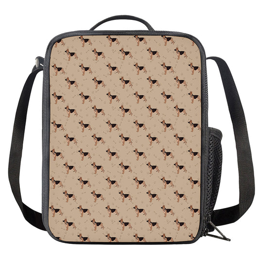 German Shepherd Dog Pattern Print Crossbody Lunch Bag